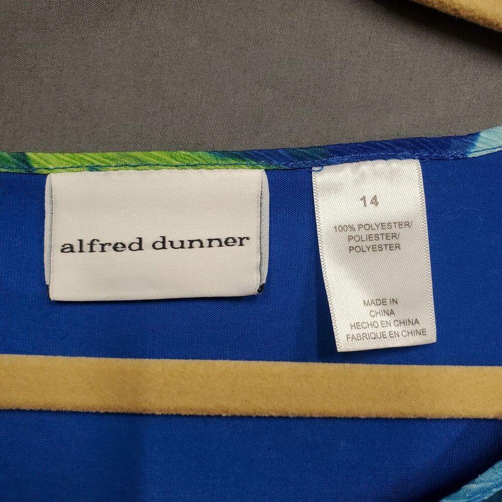 Alfred Dunner Womens Floral Bohemian Chic Batwing Top Size 14 Blue Green Yellow - Picture 6 of 7